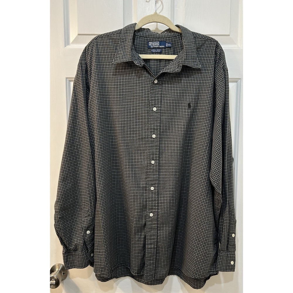 Polo Ralph Lauren Lowell Sport Cotton Button Down Mens XXL Shirt‎ Navy Gingham